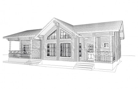Проект одноэтажного дачного дома 14.7х8.2 м, 84 кв. м, с террасой (ПДД-012)  