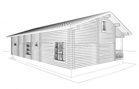 Проект одноэтажного дачного дома 14.7х8.2 м, 84 кв. м, с террасой (ПДД-012)  