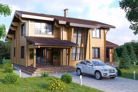 Двухэтажный дом из клеёного бруса со вторым светом, 357 м2