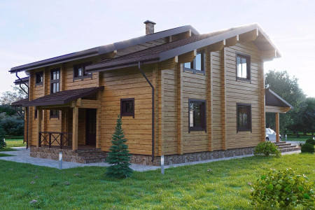 Двухэтажный дом из клеёного бруса со вторым светом, 357 м2