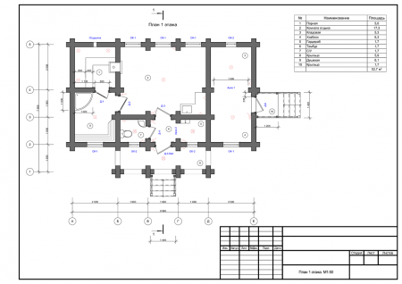 Сруб одноэтажного дома 52,7 м2