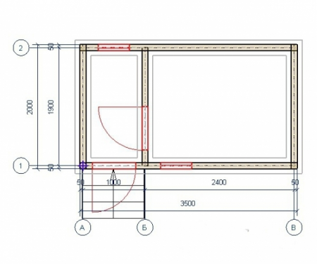 Баня из бруса 2x3,5 м (7 кв.м)
