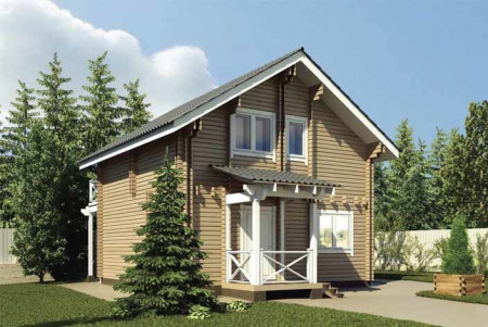 Баня двухэтажная из двойного бруса, 5.9х5.9, 60 кв. м