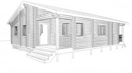 Проект одноэтажного дачного дома 11.6х9.7 м, 70 кв. м, на сваях (ПДД-010) 
