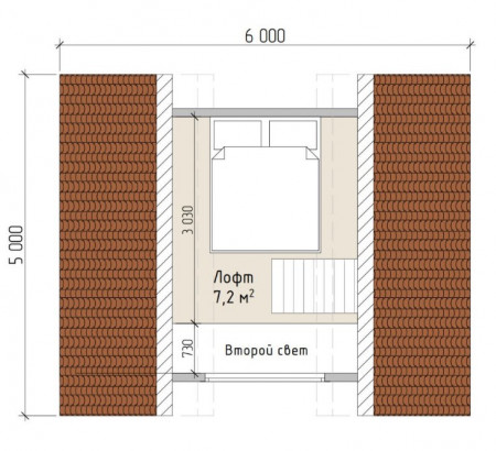А-фрейм баня, 1,5 этажа (второй свет) 6х6 м, 43 м. кв