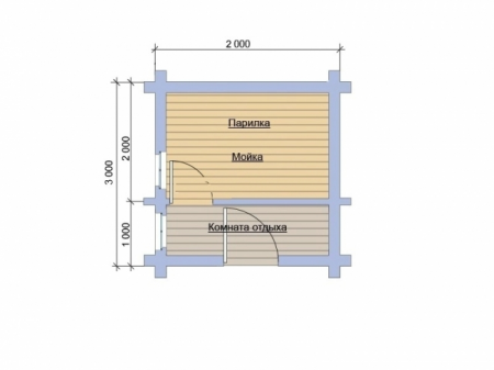 Баня из бруса 2x3 м (6 кв.м) под ключ