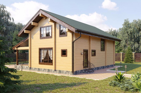 Двухэтажный загородный дом из клеёного бруса со вторым светом, 200 м2