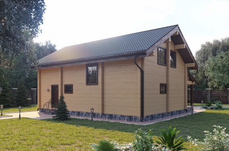 Двухэтажный загородный дом из клеёного бруса со вторым светом, 200 м2