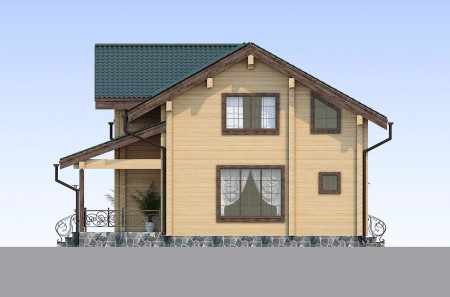 Двухэтажный загородный дом из клеёного бруса со вторым светом, 200 м2