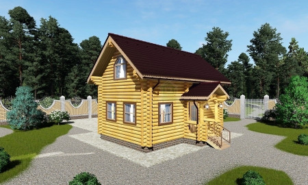 Сруб дома с мансардой 31 м2