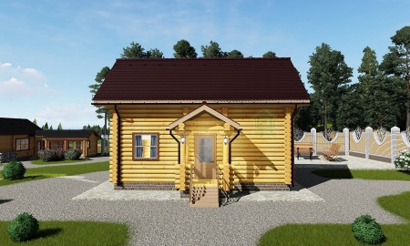 Сруб дома с мансардой 31 м2