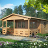 Деревянный садовый домик 6х6 м, 21 кв. м, с крытой террасой 