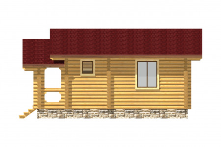 Сруб одноэтажного дома 49 м2, с террасой