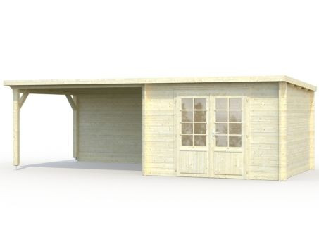 Маленький садовый домик из бруса, 6х3 м, 7.3 кв. м, с террасой 