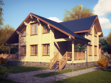 Двухэтажный коттедж из клеёного бруса со вторым светом, 239 м2