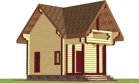 Сруб дома с мансардой 69,7 м2
