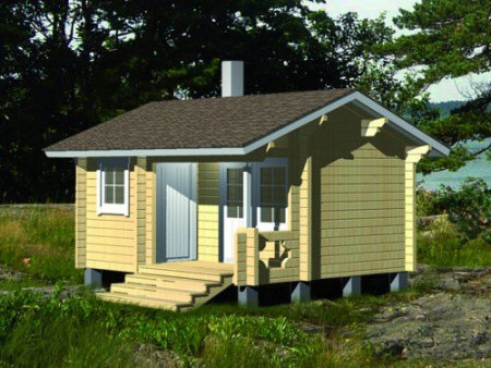 Маленькая баня из двойного бруса, 5х4 м, 13 кв. м 