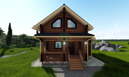 Сруб дома с мансардой 95 м2