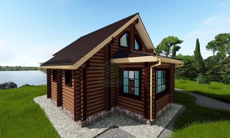 Сруб дома с мансардой 95 м2