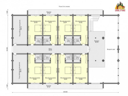 Двухэтажная гостиница из клееного бруса, 920 м2 (8 номеров)