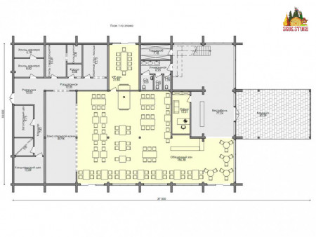 Двухэтажная гостиница из клееного бруса, 920 м2 (8 номеров)