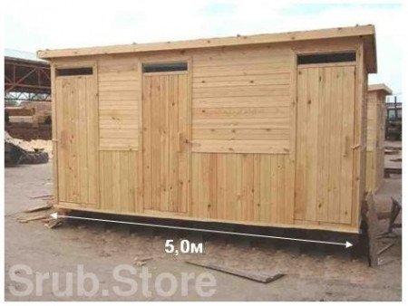 Хозблок с душем и туалетом 2,3х5 м, крыша - рубероид