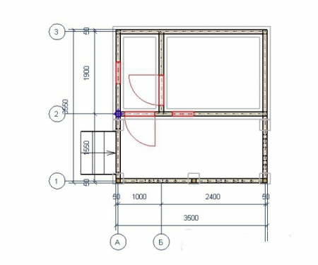 Баня из бруса 3,5x3,5 м (12,25 кв.м)