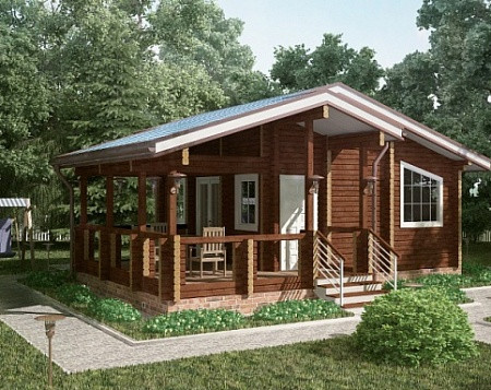 Баня с просторной террасой из двойного бруса, 9х6.7 м, 30 кв. м 