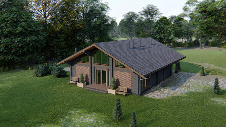 Проект двухэтажного дома Шамони из клееного бруса, 177 м2