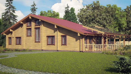 Двухэтажный дом из клеёного бруса с бильярдной и двумя верандами, 418 м2