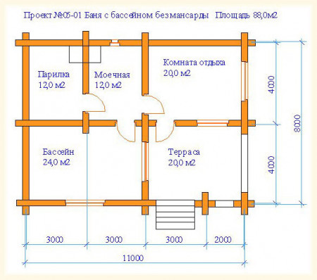 Сруб бани 88 кв.м