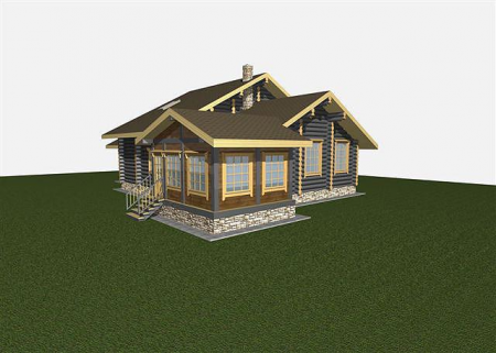 Дом с мансардой из рубленного бревна (сосна) 300 кв.м 