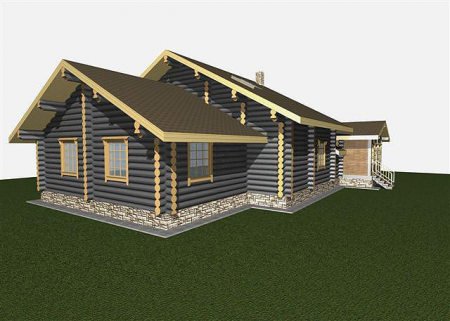 Дом с мансардой из рубленного бревна (сосна) 300 кв.м 