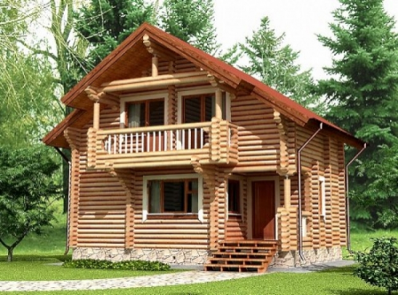 Большая баня из рубленного бревна 5,4х8 м 91.8 кв. м, с мансардой