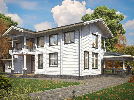 Загородная резиденция из клеёного бруса с бильярдной и тренажёрным залом, 604 м2