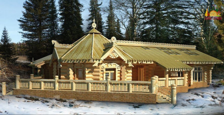 Банный комплекс из рубленого бревна (кедр) в русском стиле 350м2