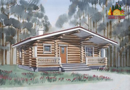 Сруб одноэтажного дома 60 м2, с террасой