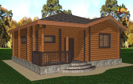 Сруб одноэтажного дома 60 м2 с верандой