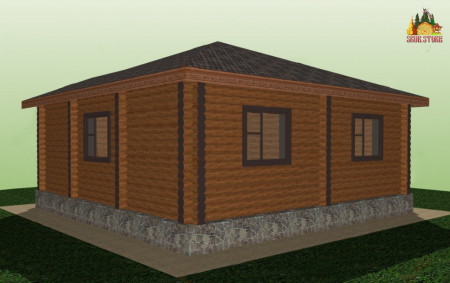Сруб одноэтажного дома 60 м2 с верандой