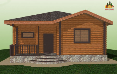 Сруб одноэтажного дома 60 м2 с верандой