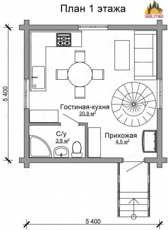 Сруб дома 5х5 м