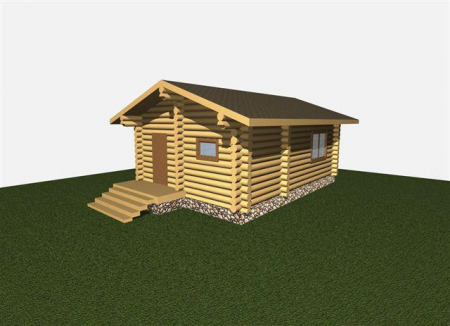 Одноэтажный дачный дом из рубленного бревна 44 кв.м