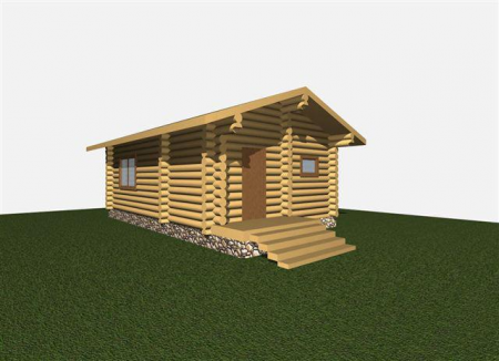 Одноэтажный дачный дом из рубленного бревна 44 кв.м