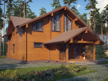 Дом из клеёного бруса с тренажерным залом и вторым светом, 2 этажа, 313 м2