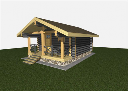 Одноэтажный дом из рубленного бревна 31 кв.м