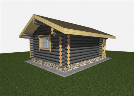 Одноэтажный дом из рубленного бревна 31 кв.м