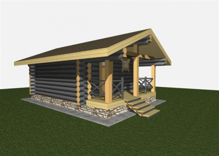 Одноэтажный дом из рубленного бревна 31 кв.м