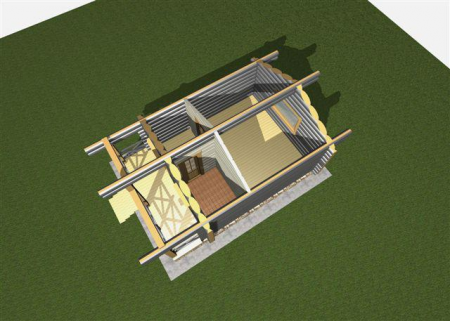 Одноэтажный дом из рубленного бревна 31 кв.м