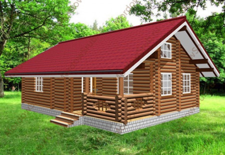 Сруб одноэтажного дома с террасой 62 м2