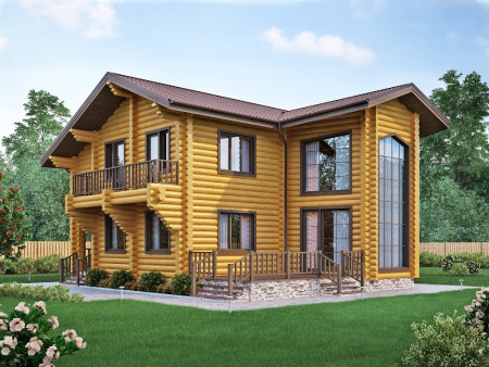 Сруб большого двухэтажного дома 192,8 м2